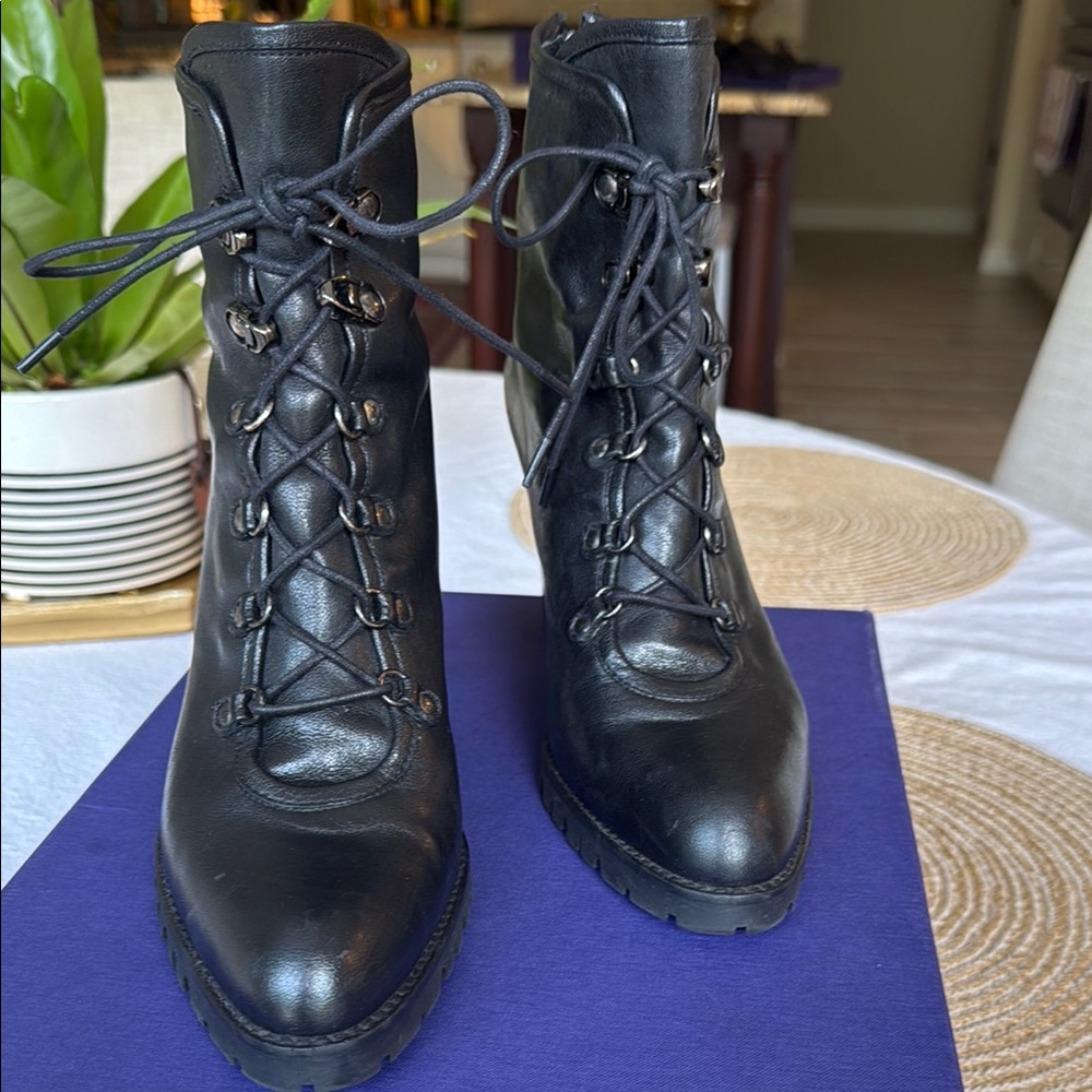 Black Lace-Up Ankle Boots